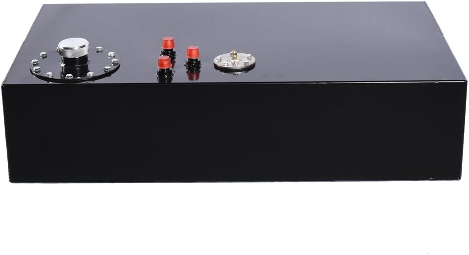 17 Gallon Aluminum Gas Tank 65L Fuel Cell Top Feed Universal Polished Racing Street Drifting with Level Sensor and Quick Release Fuel Cap Black