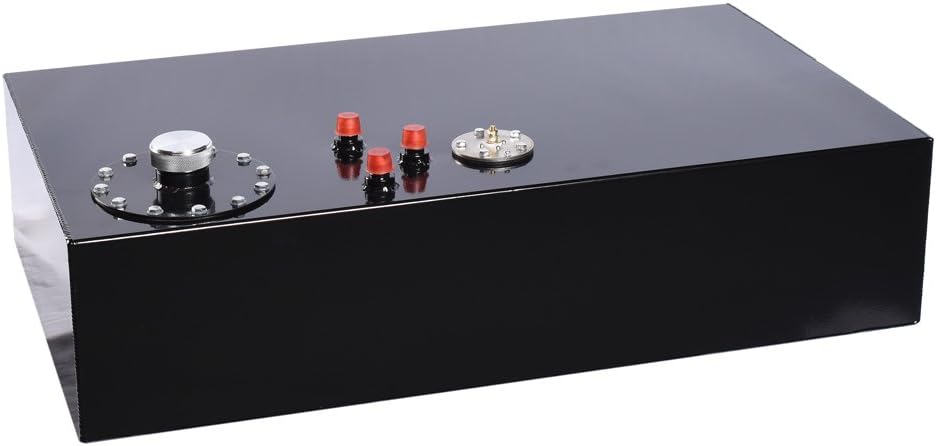 17 Gallon Aluminum Gas Tank 65L Fuel Cell Top Feed Universal Polished Racing Street Drifting with Level Sensor and Quick Release Fuel Cap Black