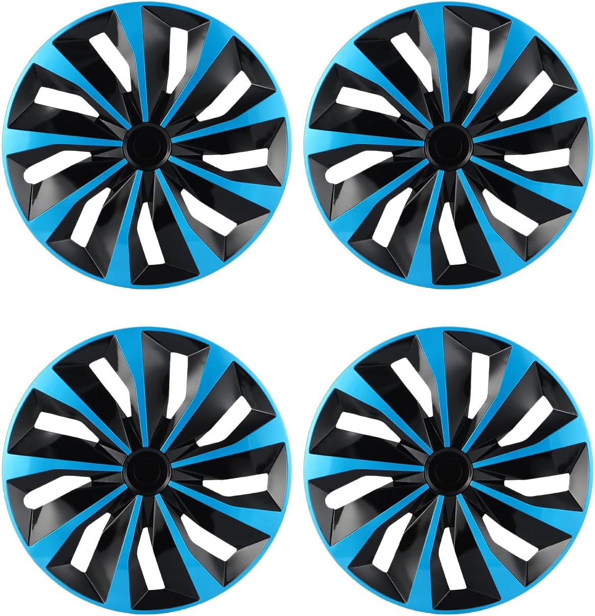 ABX Hubcaps,16 inch hubcaps Set of 4, Wheel Rim Cover ABS Material, Snap On Car Truck SUV Replacement, for Toyota Camry Nissan Mazda etc, Black & Blue
