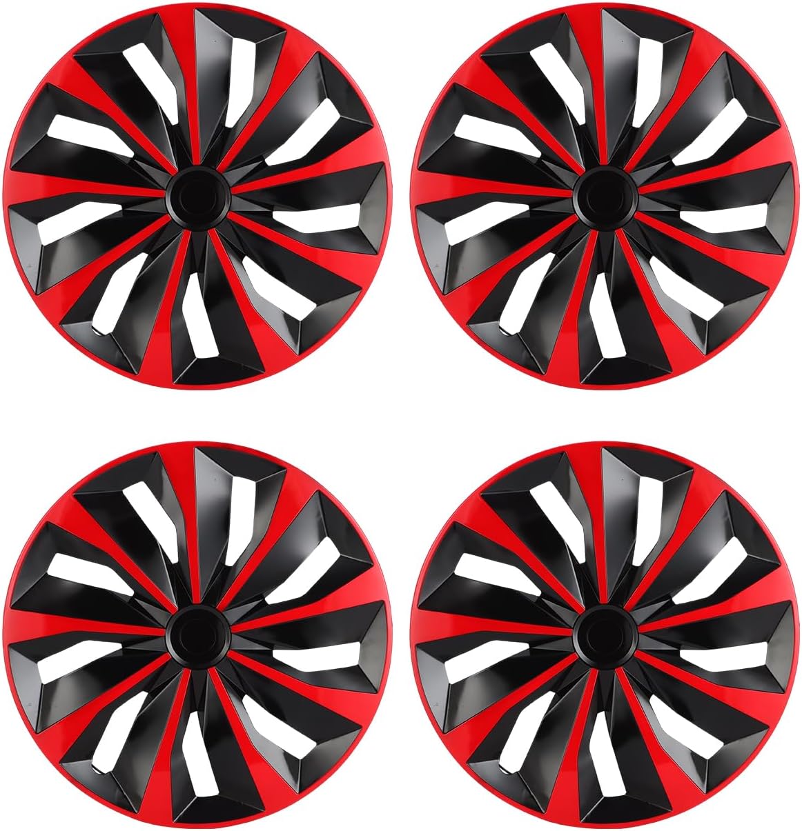 ABX Hubcaps,16 inch hubcaps Set of 4, Wheel Rim Cover ABS Material, Snap On Car Truck SUV Replacement, for Toyota Camry Nissan Mazda etc, Black & Red