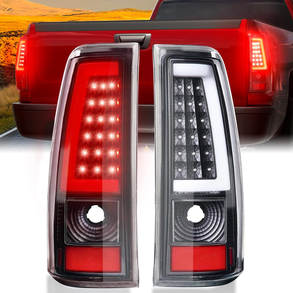 LED Tail Lights Assembly Fit for Chevy  1999 2000 2001 2002, Tail Lights Compatible for 99-02  1999-2007 GMC  Classic, Smoked Tail Lights Truck Rear Lamp Black 1 Pair